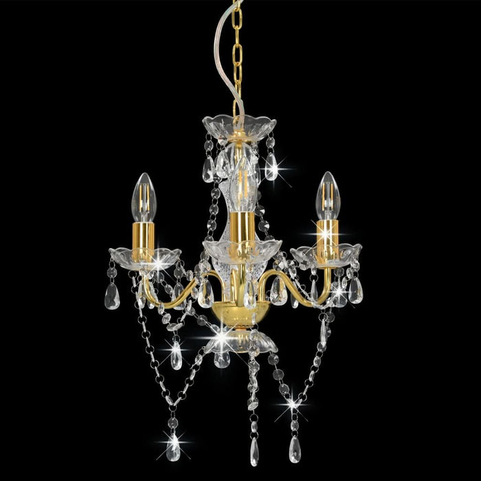 Candelabru cu mărgele, auriu, rotund, 3 becuri E14 - WALTI WALTI