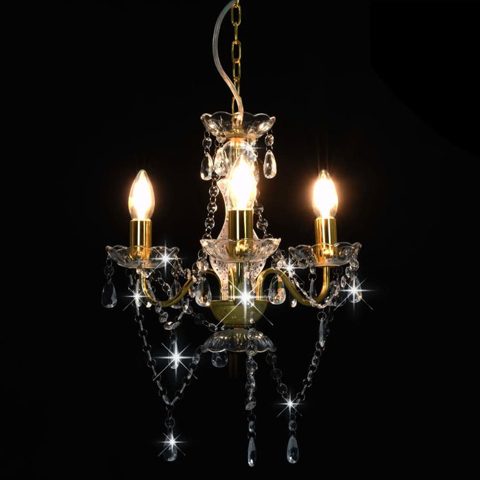 Candelabru cu mărgele, auriu, rotund, 3 becuri E14 - WALTI WALTI