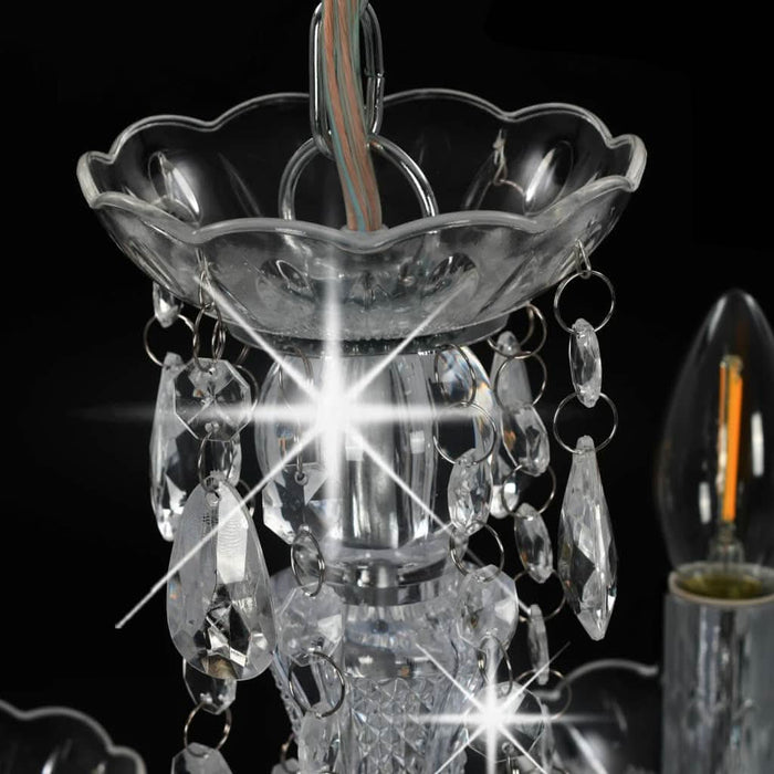 Candelabru cu mărgele de cristal, argintiu, rotund, 5 x E14 - WALTI WALTI
