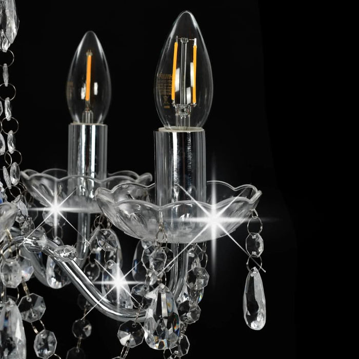 Candelabru cu mărgele de cristal, argintiu, rotund, 5 x E14 - WALTI WALTI