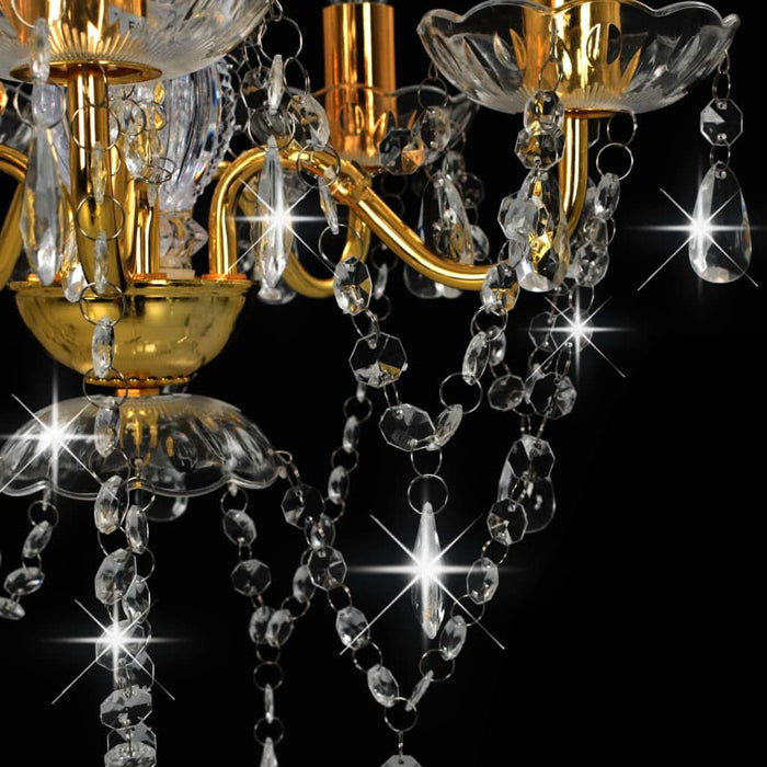 Candelabru cu mărgele de cristal, auriu, rotund, 5 x E14 - WALTI WALTI