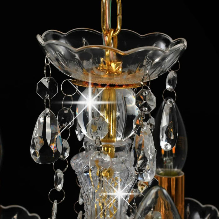 Candelabru cu mărgele de cristal, auriu, rotund, 5 x E14 - WALTI WALTI