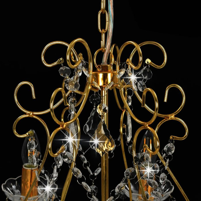 Candelabru cu mărgele de cristal, auriu, rotund, 6 x E14 - WALTI WALTI