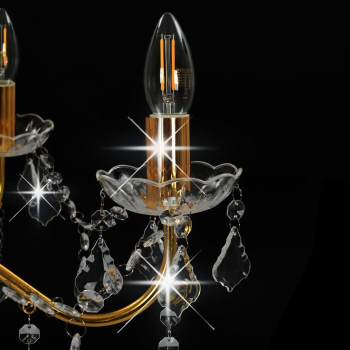 Candelabru cu mărgele de cristal, auriu, rotund, 6 x E14 - WALTI WALTI