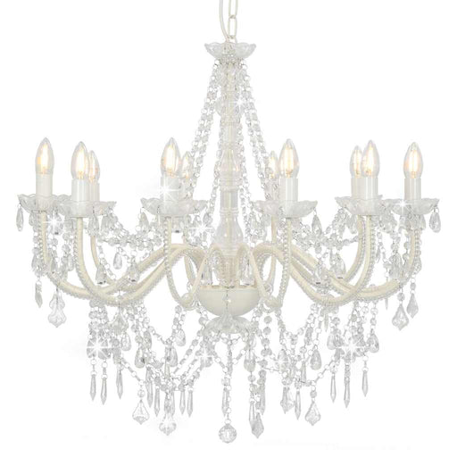 Candelabru cu mărgele, alb, 12 becuri E14 - WALTI WALTI