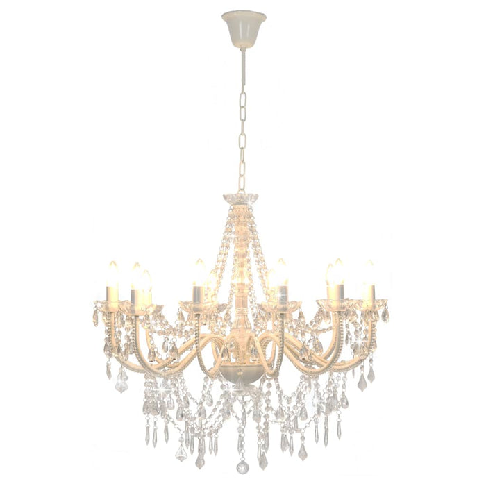 Candelabru cu mărgele, alb, 12 becuri E14 - WALTI WALTI