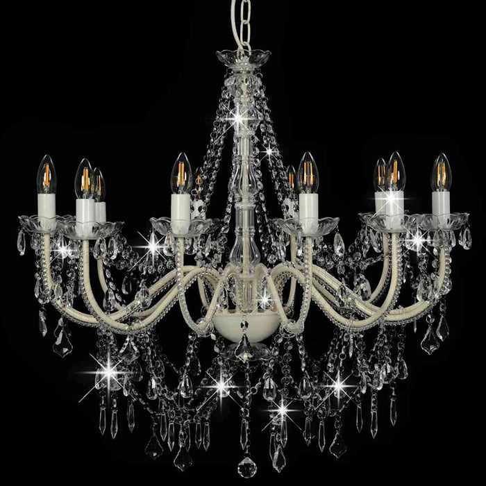 Candelabru cu mărgele, alb, 12 becuri E14 - WALTI WALTI