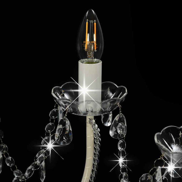 Candelabru cu mărgele, alb, 12 becuri E14 - WALTI WALTI