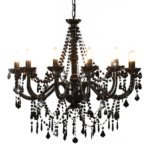 Candelabru cu mărgele, negru, 12 becuri x E14 - WALTI WALTI