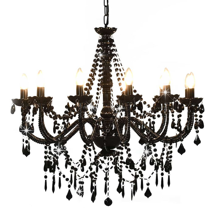 Candelabru cu mărgele, negru, 12 becuri x E14 - WALTI WALTI