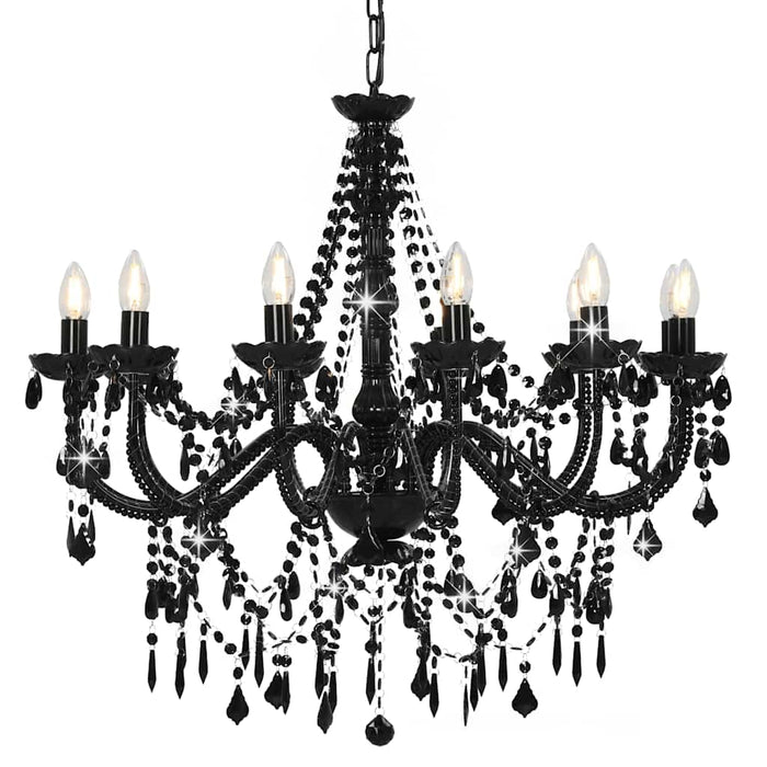 Candelabru cu mărgele, negru, 12 becuri x E14 - WALTI WALTI