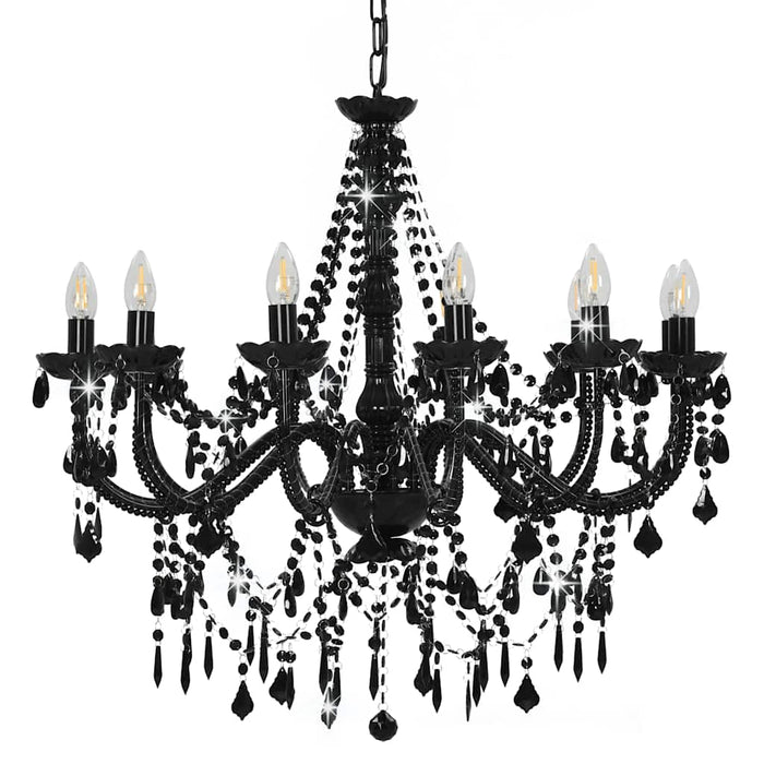 Candelabru cu mărgele, negru, 12 becuri x E14 - WALTI WALTI