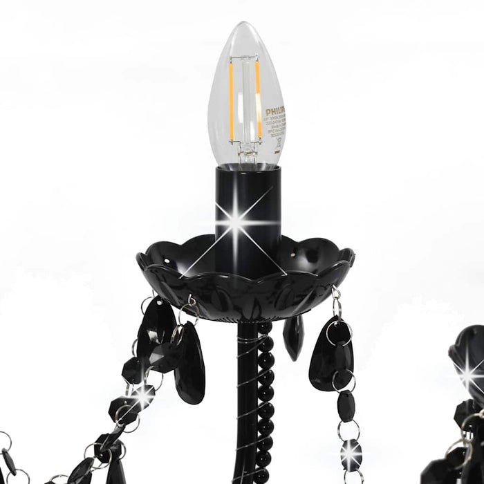 Candelabru cu mărgele, negru, 12 becuri x E14 - WALTI WALTI