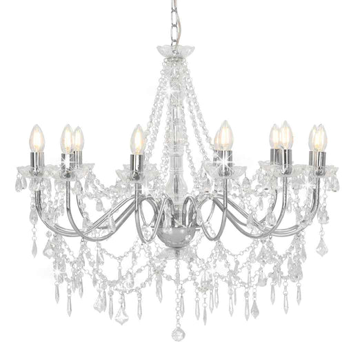 Candelabru cu mărgele, argintiu, 12 becuri x E14 - WALTI WALTI