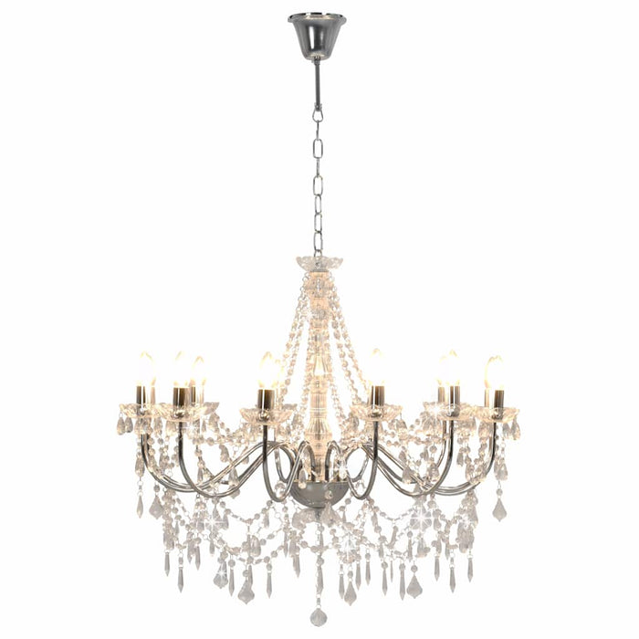 Candelabru cu mărgele, argintiu, 12 becuri x E14 - WALTI WALTI