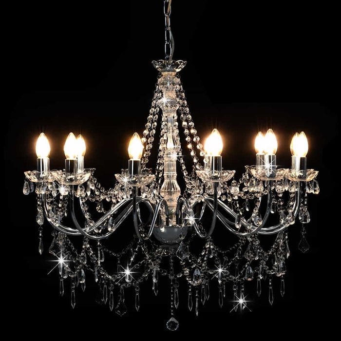 Candelabru cu mărgele, argintiu, 12 becuri x E14 - WALTI WALTI