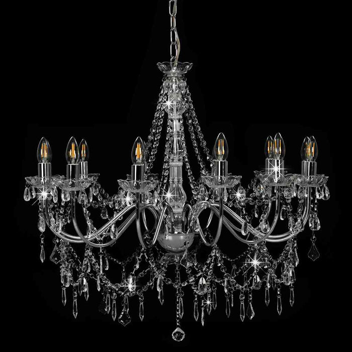Candelabru cu mărgele, argintiu, 12 becuri x E14 - WALTI WALTI