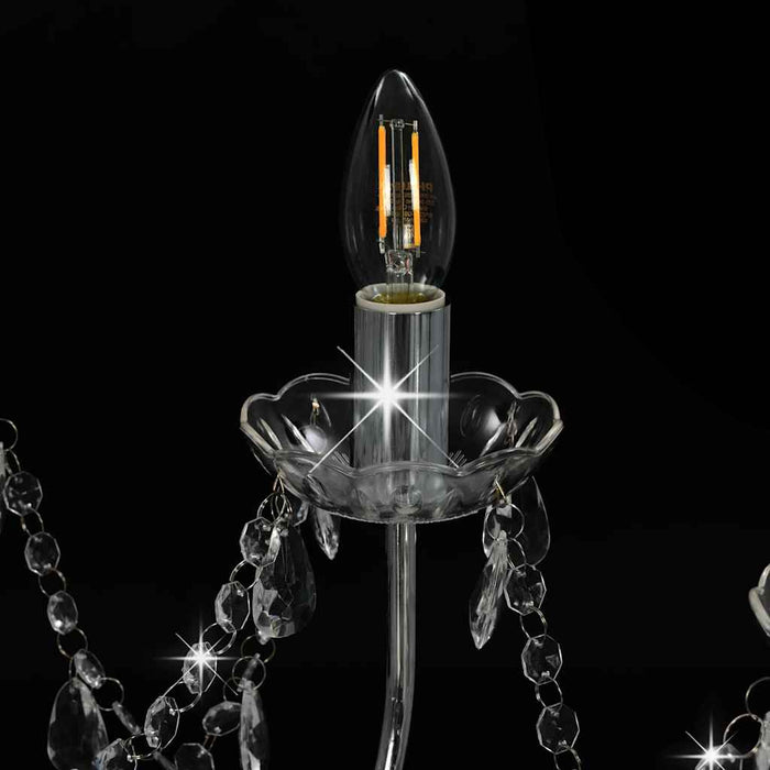 Candelabru cu mărgele, argintiu, 12 becuri x E14 - WALTI WALTI