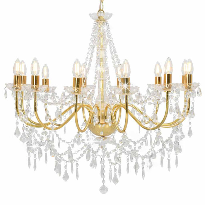 Candelabru cu mărgele, auriu, 12 becuri E14 - WALTI WALTI