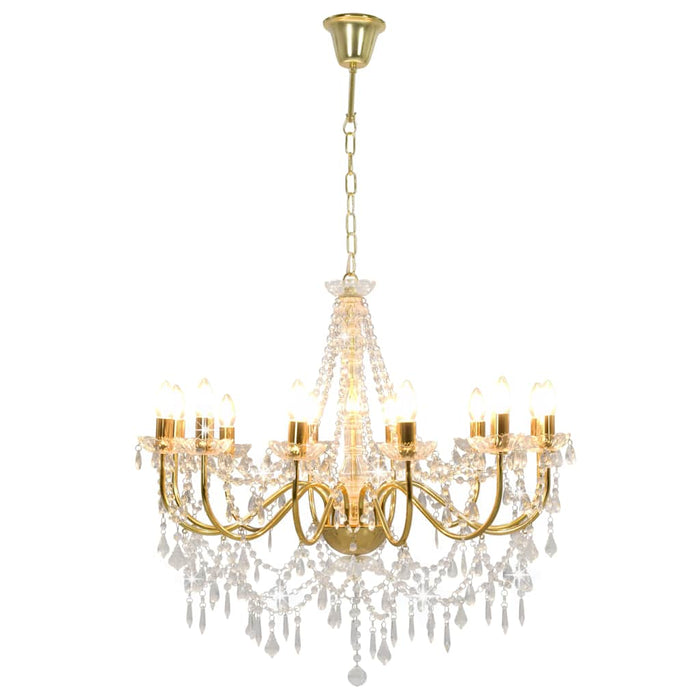 Candelabru cu mărgele, auriu, 12 becuri E14 - WALTI WALTI