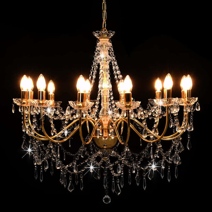 Candelabru cu mărgele, auriu, 12 becuri E14 - WALTI WALTI