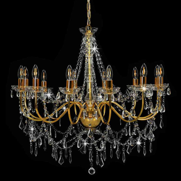 Candelabru cu mărgele, auriu, 12 becuri E14 - WALTI WALTI