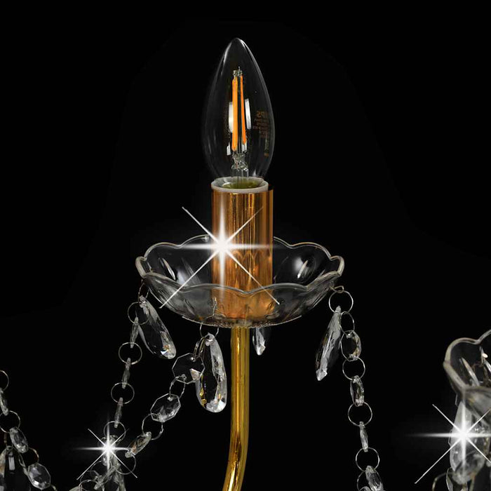 Candelabru cu mărgele, auriu, 12 becuri E14 - WALTI WALTI