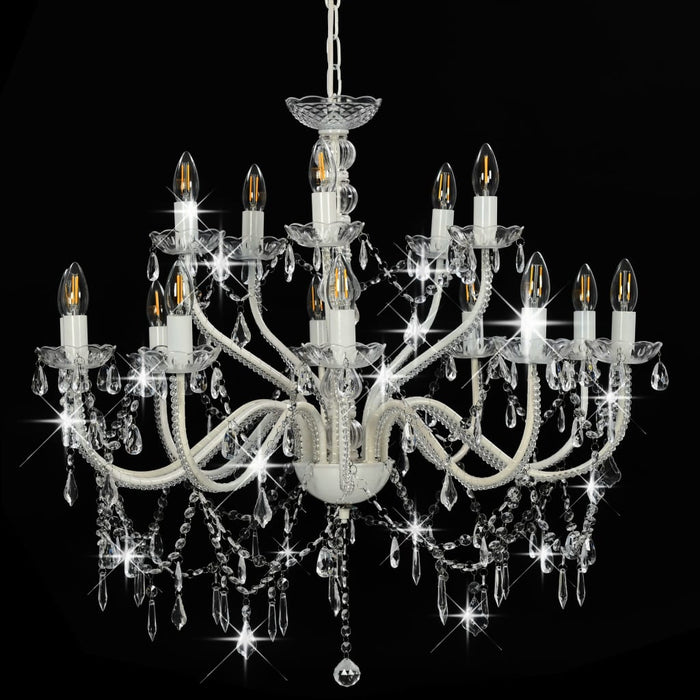 Candelabru cu 2 rânduri, alb, becuri 15 x E14 WALTI