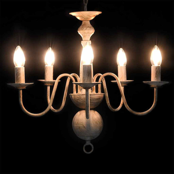 Candelabru antichizat, alb, becuri E14 x 5 - WALTI WALTI