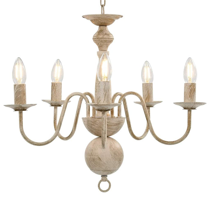 Candelabru antichizat, alb, becuri E14 x 5 - WALTI WALTI
