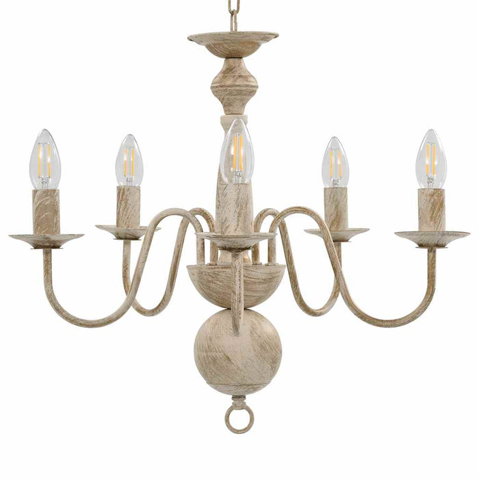 Candelabru antichizat, alb, becuri E14 x 5 - WALTI WALTI