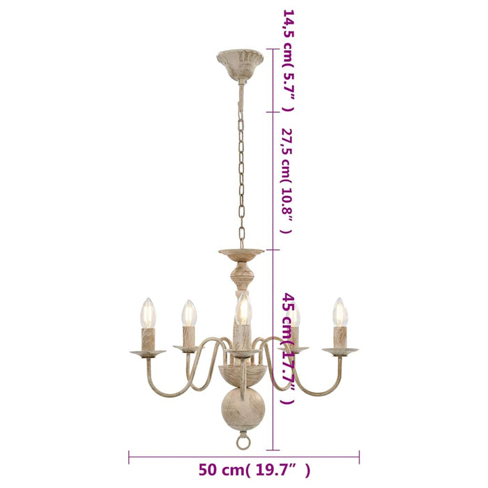 Candelabru antichizat, alb, becuri E14 x 5 - WALTI WALTI