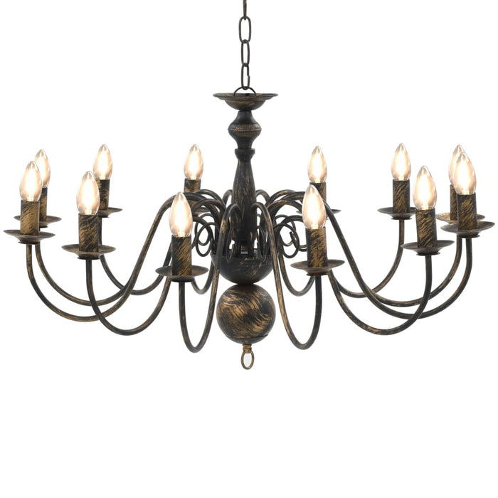 Candelabru antichizat, negru, 12 becuri E14 - WALTI WALTI