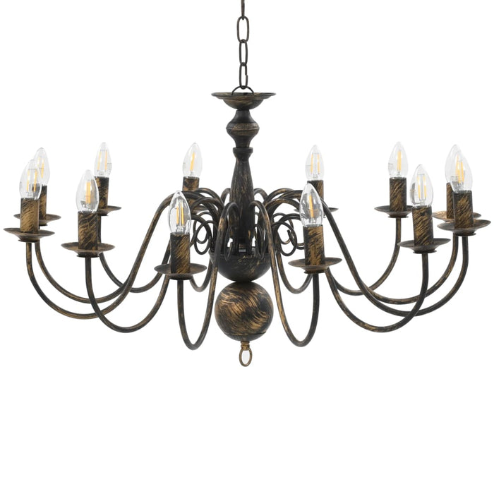 Candelabru antichizat, negru, 12 becuri E14 - WALTI WALTI