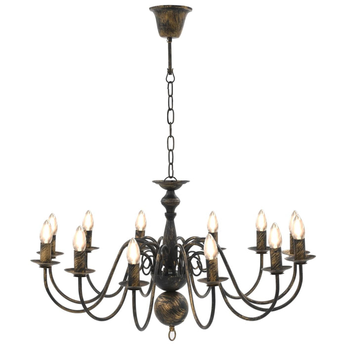 Candelabru antichizat, negru, 12 becuri E14 - WALTI WALTI