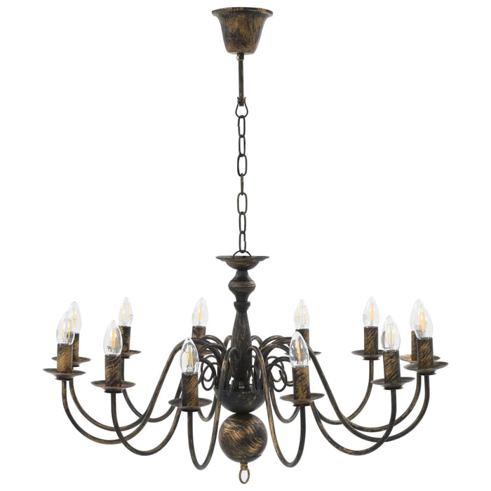 Candelabru antichizat, negru, 12 becuri E14 - WALTI WALTI