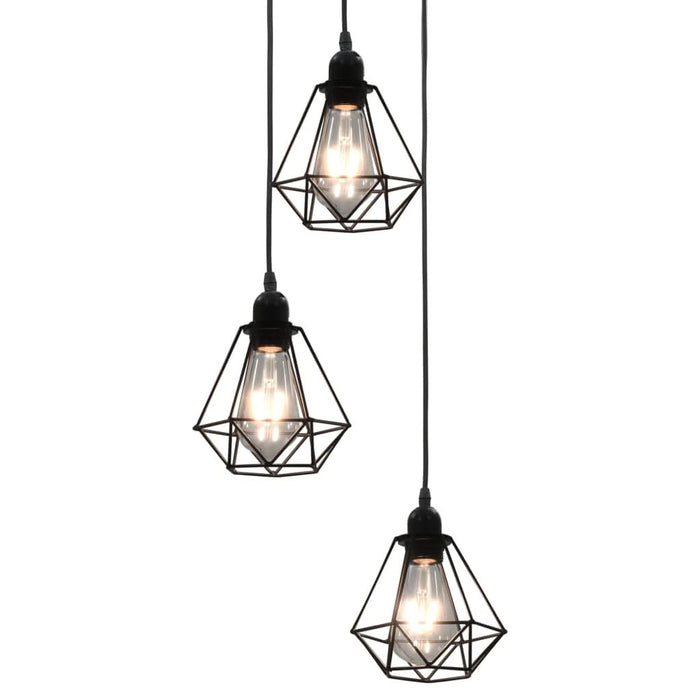 Lustră cu design diamant, negru, 3 x bec E27 - WALTI WALTI