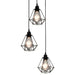 Lustră cu design diamant, negru, 3 x bec E27 - WALTI WALTI