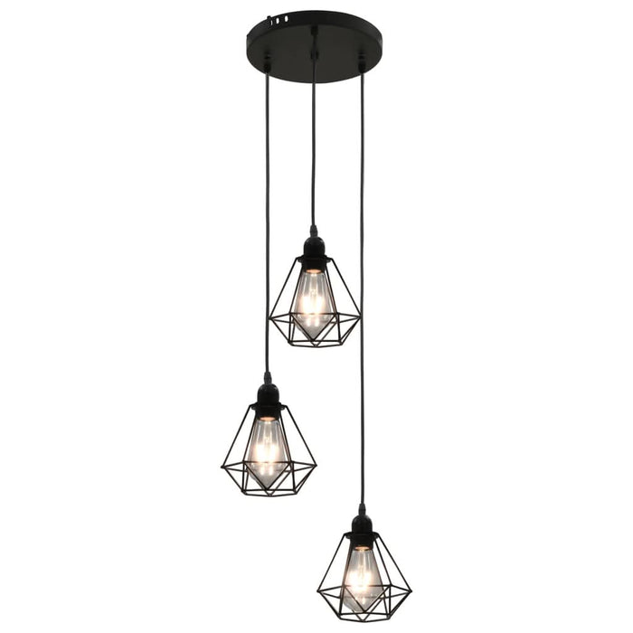 Lustră cu design diamant, negru, 3 x bec E27 - WALTI WALTI