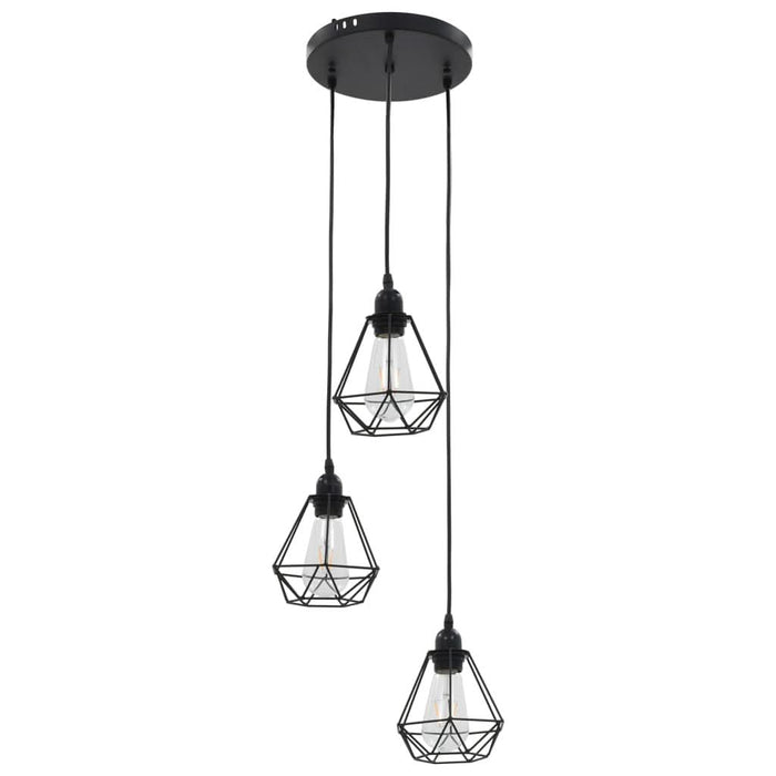 Lustră cu design diamant, negru, 3 x bec E27 - WALTI WALTI