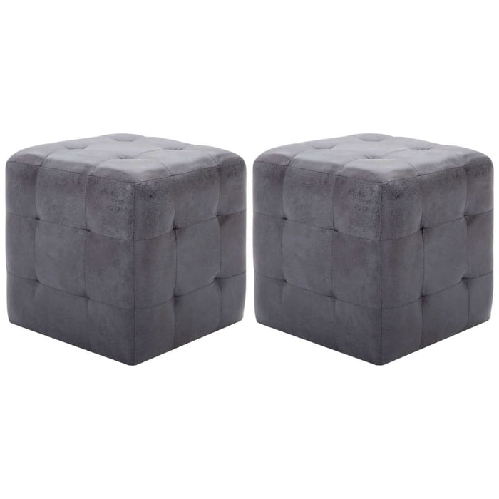 Noptiere, 2 buc., gri, 30x30x30 cm, piele întoarsă ecologică - WALTI WALTI