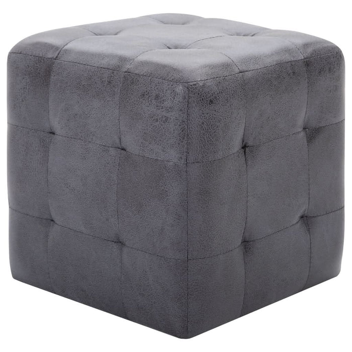 Noptiere, 2 buc., gri, 30x30x30 cm, piele întoarsă ecologică - WALTI WALTI