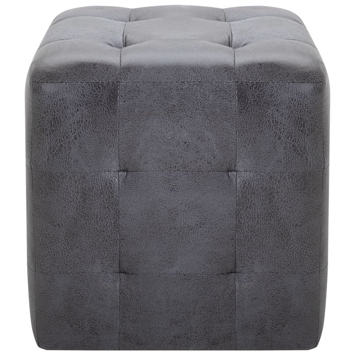 Noptiere, 2 buc., gri, 30x30x30 cm, piele întoarsă ecologică - WALTI WALTI