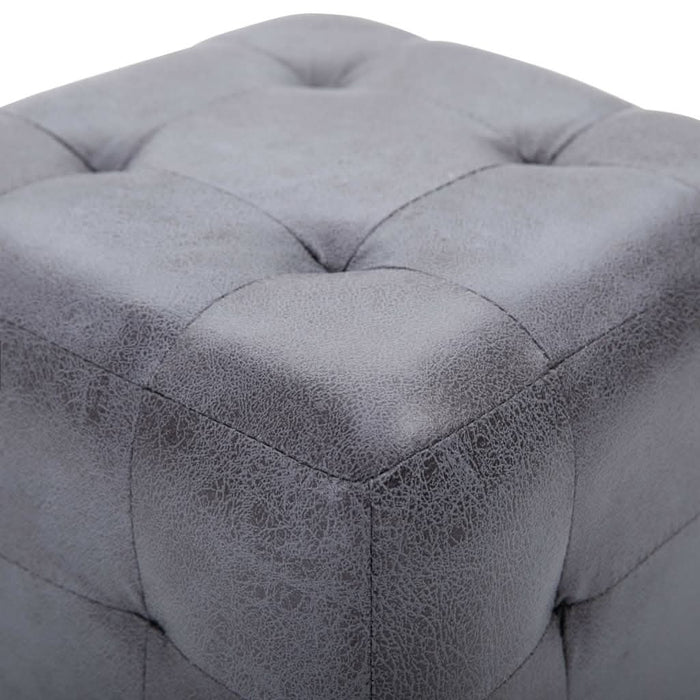 Noptiere, 2 buc., gri, 30x30x30 cm, piele întoarsă ecologică - WALTI WALTI