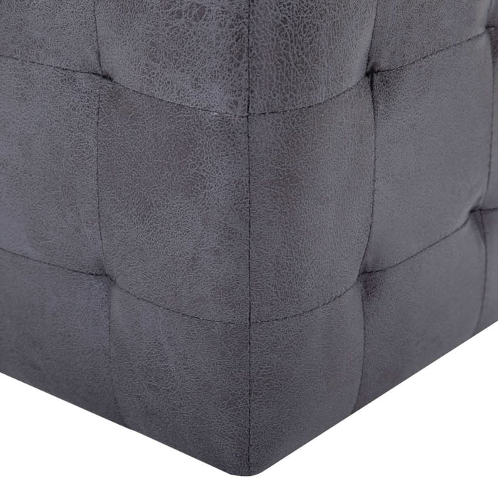 Noptiere, 2 buc., gri, 30x30x30 cm, piele întoarsă ecologică - WALTI WALTI