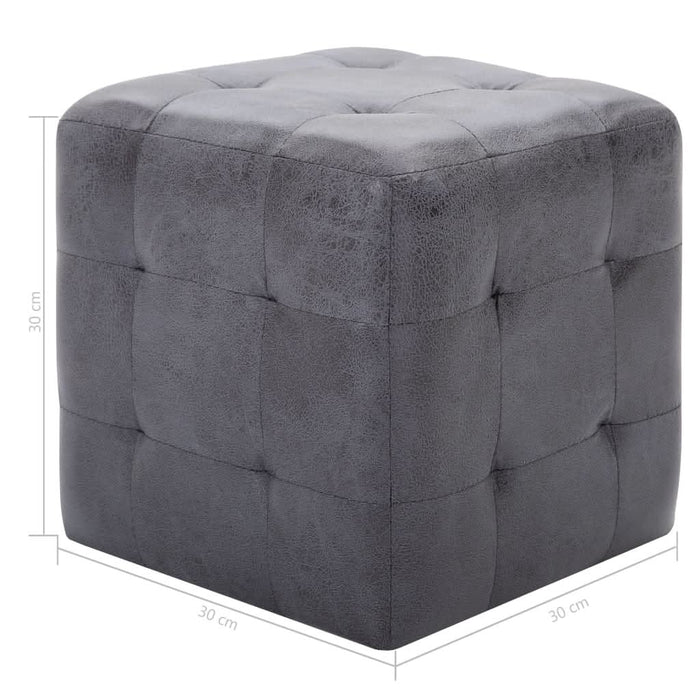 Noptiere, 2 buc., gri, 30x30x30 cm, piele întoarsă ecologică - WALTI WALTI