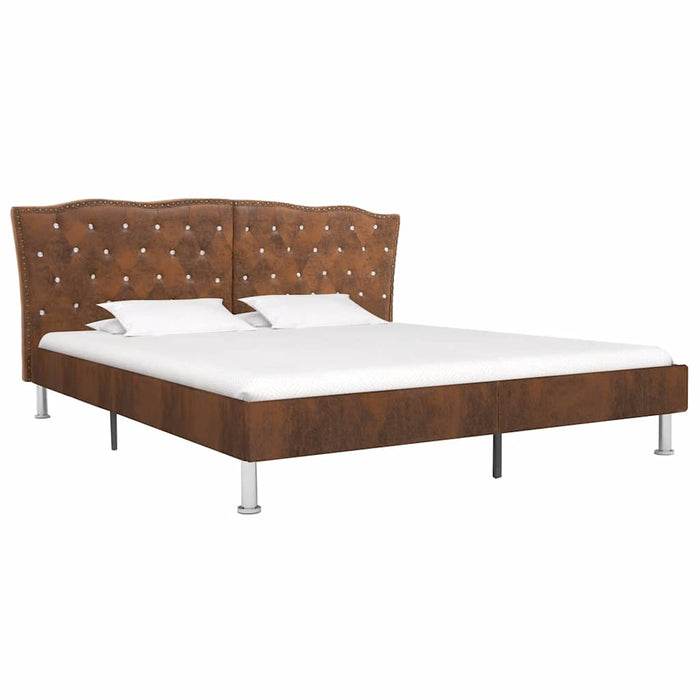 Cadru de pat, maro, 180 x 200 cm, piele întoarsă artificială WALTI