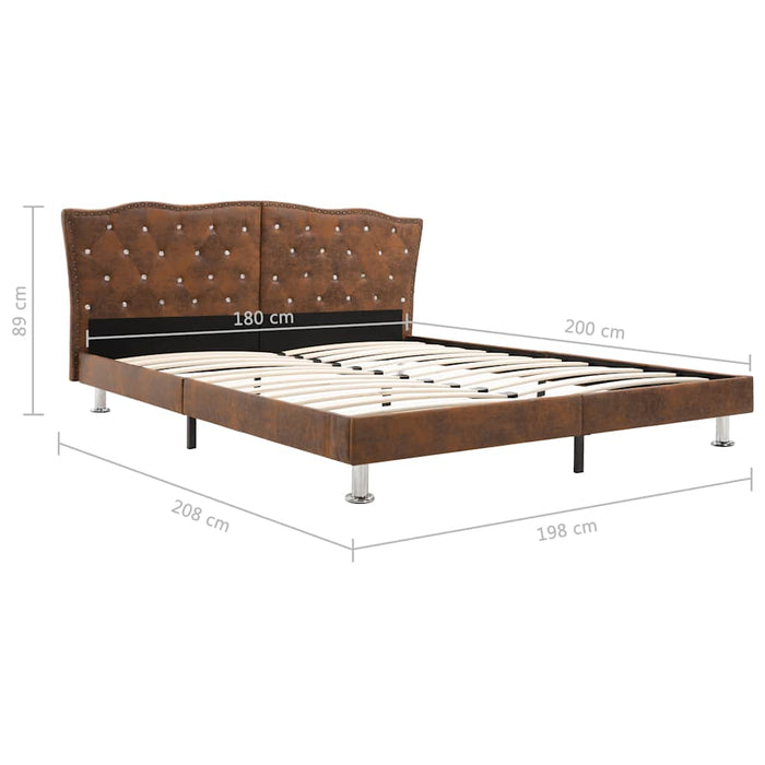 Cadru de pat, maro, 180 x 200 cm, piele întoarsă artificială WALTI