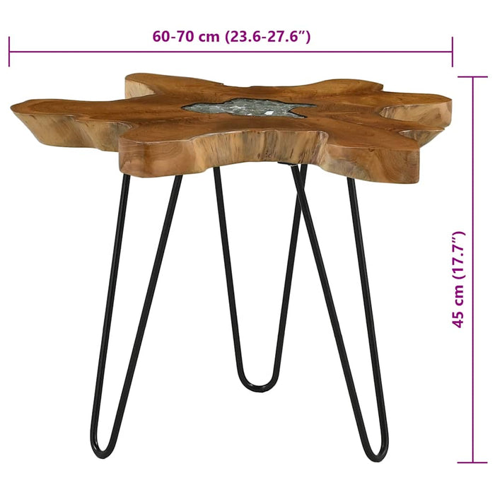 Măsuță de cafea, 70 x 45 cm, lemn masiv de tec și polirășină - WALTI WALTI