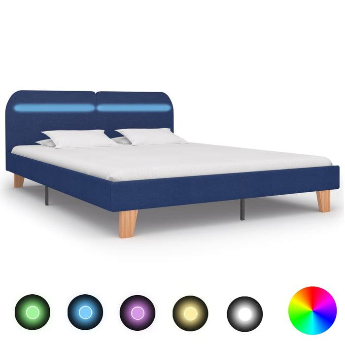 Cadru de pat cu LED-uri, albastru, 180x200 cm, material textil - WALTI WALTI